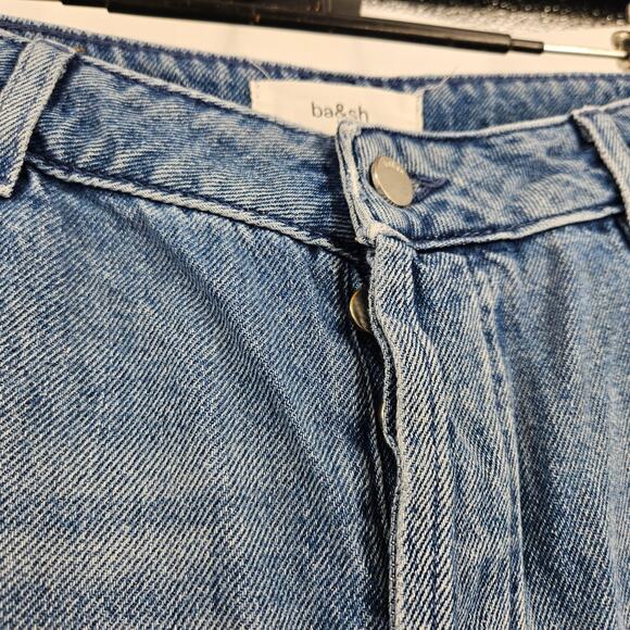 Ba&sh Jeans Blue Medium Wash Mid-Rise Straight Tapered Ankle Crop Denim Size 2 - Picture 2 of 7